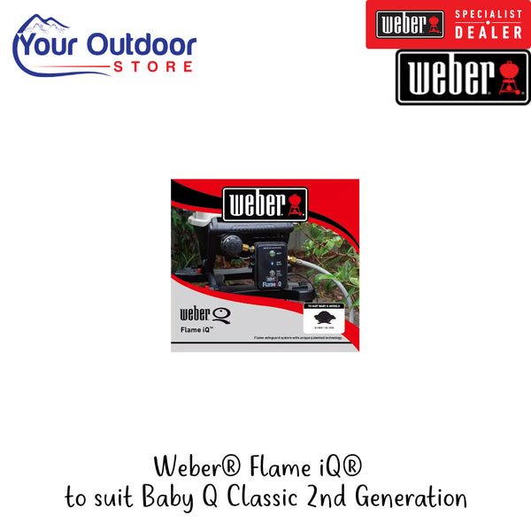 Weber® Flame iQ® to suit Baby Q Classic 2nd Generation | Hero Image Showing All Logos And Titles.