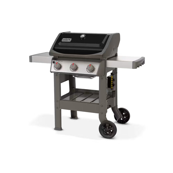 Black | Weber Spirit ll E310 Black Image Showing Angled Side View.