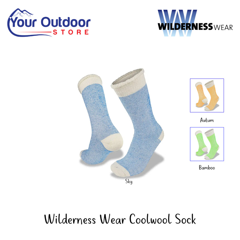 Wilderness Wear Coolwool Sock | Hero Image Showing All Logos, Titles And Variants.