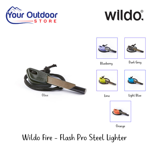 Wildo Fire Flash Pro Steel Lighter | Hero Image Showing All Logos, Titles And Variants.