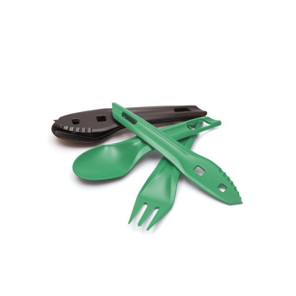 Sugarcane Green | Wildo The OCYs Outdoor Cutlery Set Image Showing Full Set.