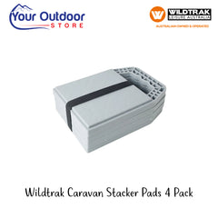 Wildtrak Caravan Stacker Pads 4 Pack | Hero Image Showing All Logos And Titles.