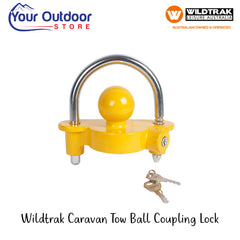 Wildtrak Caravan Tow Ball Coupling Lock | Image Showing Logos And Titles.