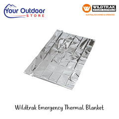 Wildtrak Emergency Thermal Blanket | Hero Image Showing All Logos And Titles.