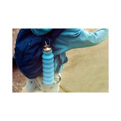 Blue | Wildtrak Expanda Water  Bottle 550ml Image Showing Water Bottle Hanging Off Of A Bag.