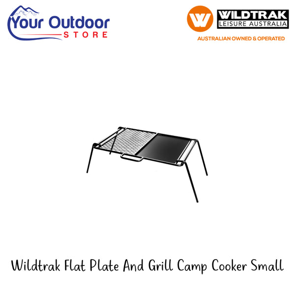 Wiltrak Flat Plate And Grill Camp Cooker - Small | Hero Image Showing All Logos And Titles.