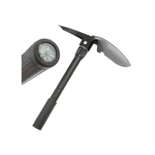 Wildtrak Foldable Shovel With Pick And Compass | Image Showing A View Of The Pick, Shovel And Compass.