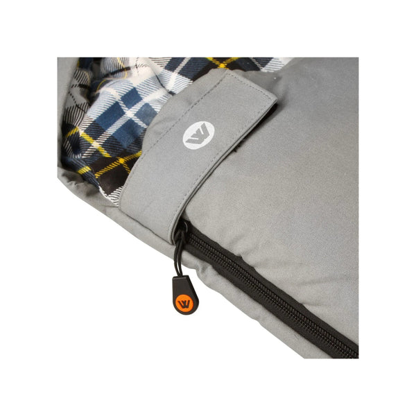 Grey | Wildtrak Frankland Hooded Jumbo Sleeping Bag -7 Image Showing A Close Up Of The Zipper.