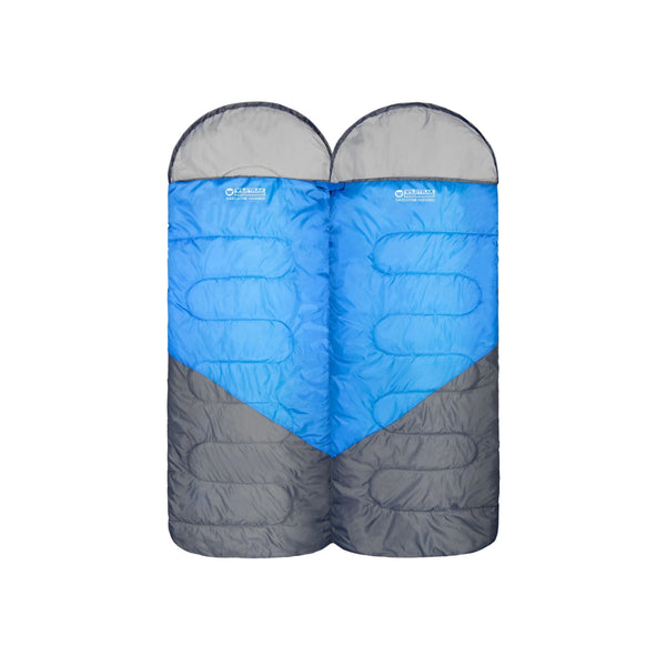 Blue | Wildtrak Gascoyne Hooded Sleeping Bag Twin Pack Image Showing No Logos Or Titles.