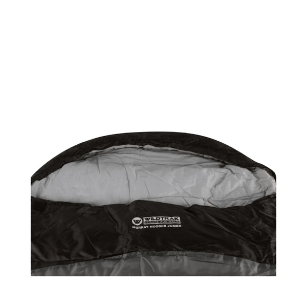 Grey | Wildtrak Murry Hooded Jumbo Sleeping Bag -5 Image Showing Close Up View Of The Hood.