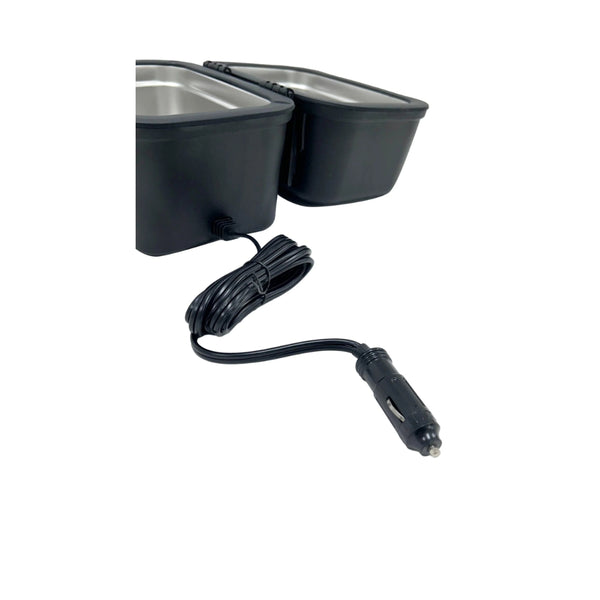 1.7 Litre / Black | Wildtak Off Road 12V Food Warmer Image Showing Angled View The Power Cord.