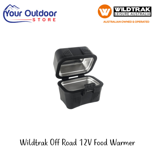 Wildtrak Off Road 12V Food Warmer | Hero Image Showing All Logos And Titles.