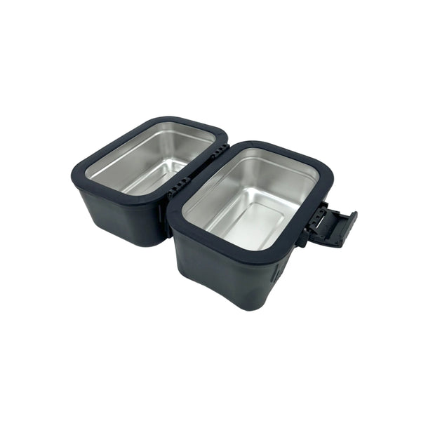 1.7 Litres / Black | Wildtrak Off Road 12V Food Warmer Image Showing Top View, Lid Open.