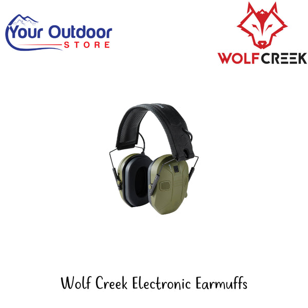 Wolf Creek Electronic Earmuffs | Hero Image Showing All Logos And Titles.