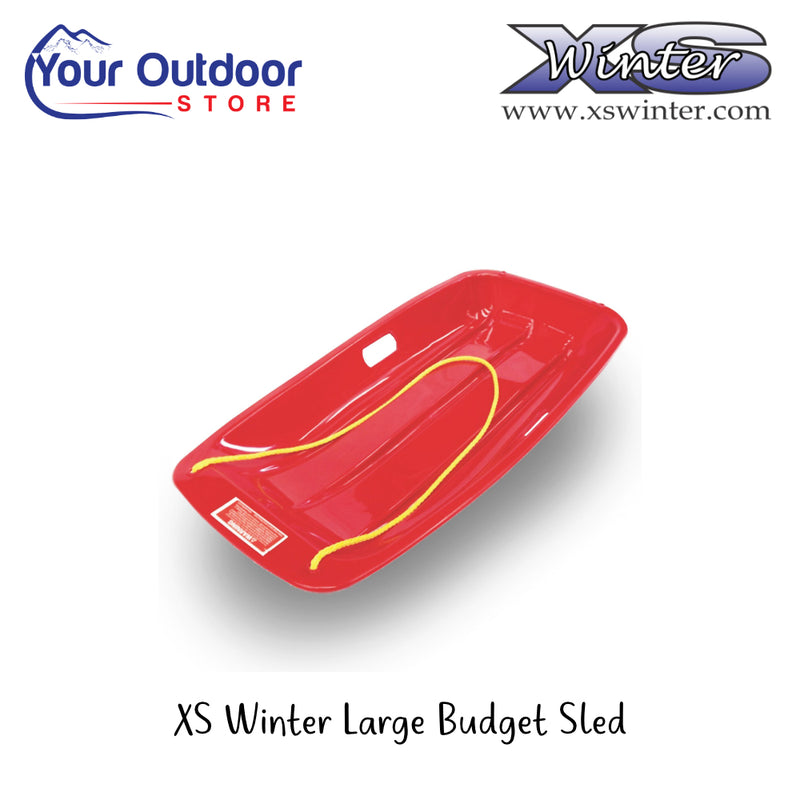 XS Winter Large Budget Sled | Hero Image Showing Logos And Titles.