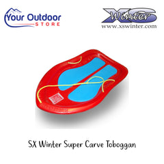 XS Winter Super Carve Toboggan | Hero Image Showing All Logos And Titles.