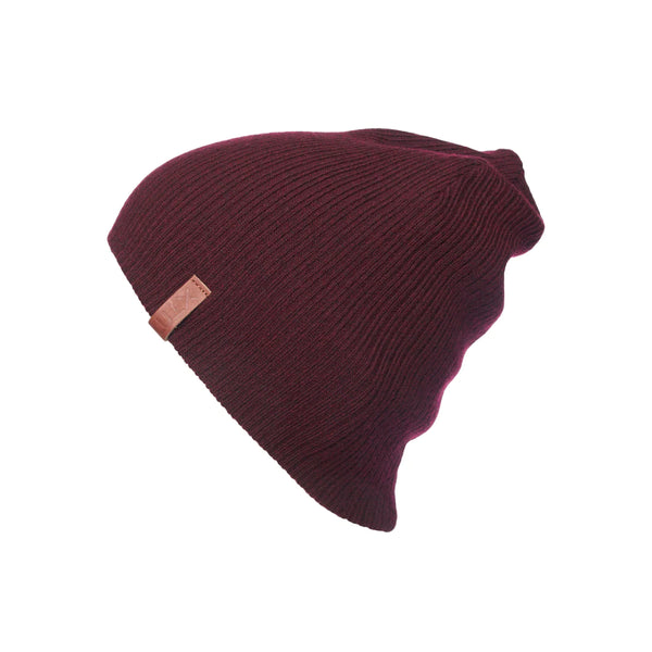 Shiraz | XTM Adult Crimp Reversible Beanie - Showing Leather XTM Tag.