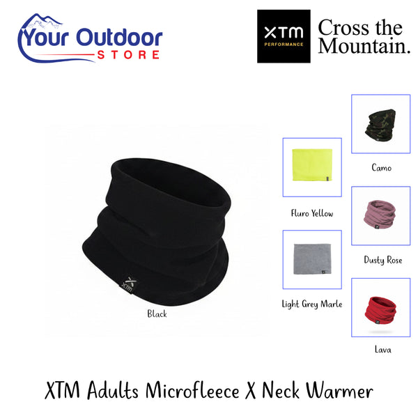 Xtm Adults Microfleece X Neck Warmer | Hero Image Showing All Logos, Titles And Variants.