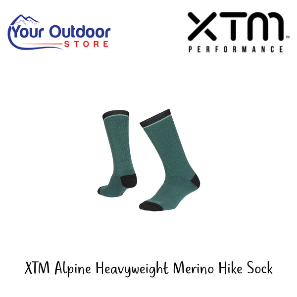 XTM Alpine Heavyweight Merino Hike Sock |Hero Image Showing All Logos And Titles.