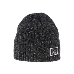 Black | XTM Diego Fleece Lined Beanie Close Up Showing Rolled Up and Logo. 