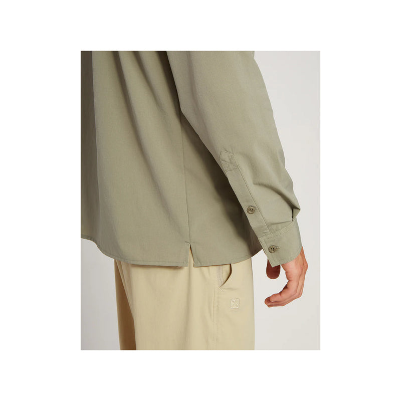 Khaki | XTM Dunkeld Ls Hike Shirt Image Showing Close Up View Of Cuff Buttons.