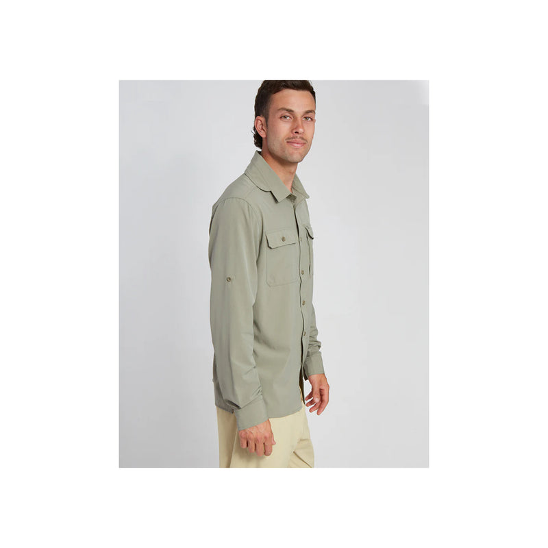 Khaki | XTM Dunkeld Ls Hike Shirt Image Showing Side View.