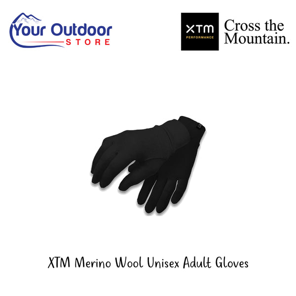XTM Merino Wool Unisex Adult Gloves | Hero Image Showing All Logos And Titles.