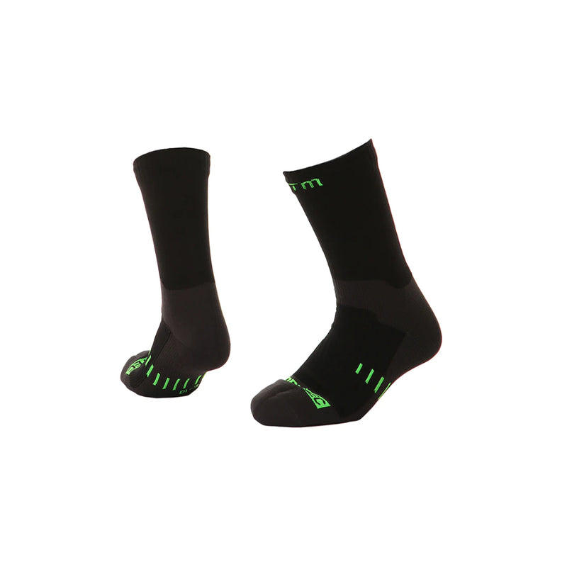 Black / Green | XTM Monsoon Sock - Side and Back View. 