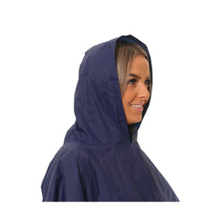 Navy | XTM Stash Rain Poncho Image Showing Close Up View Of Hood.