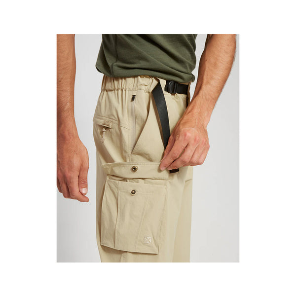 Sand | XTM Sturgeon Zip Of Hike Pant Image Showing Close Up View Of Pockets, Side Leg Pocket Open.