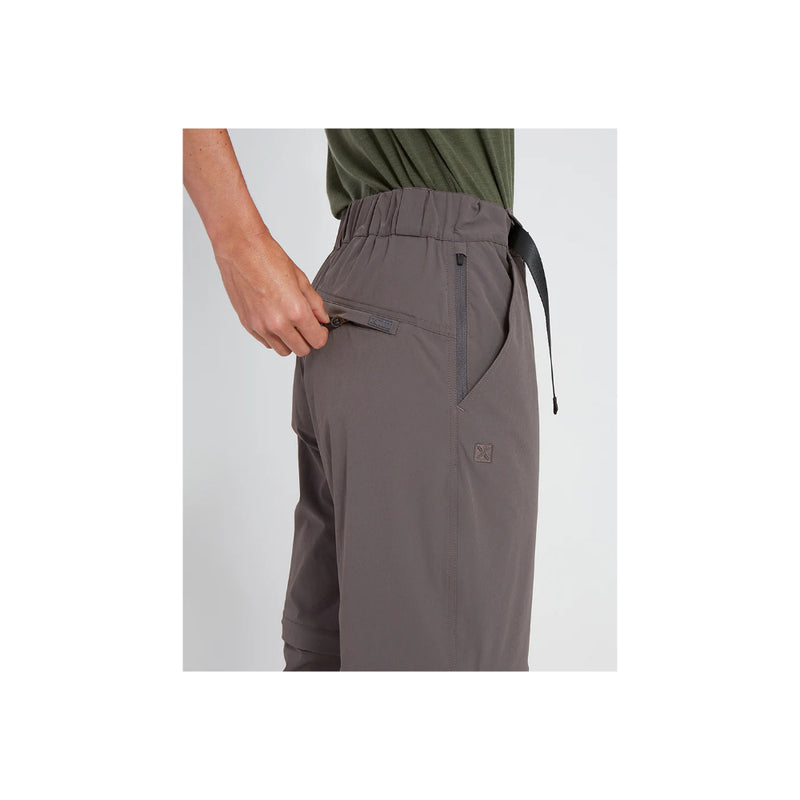 Pavement | XTM Wye River Zip Off Hike Pant Image Showing Angled View Of Back Pocket.