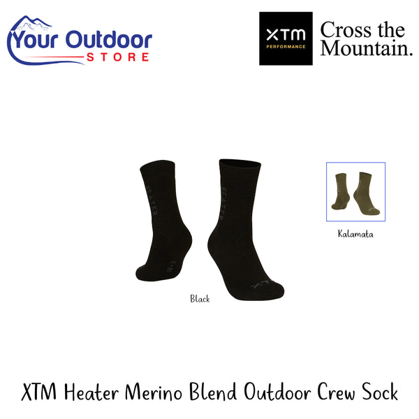 XTM Heater Merino Blend Outdoor Crew Sock | Hero Image Showing All Logos And Titles.