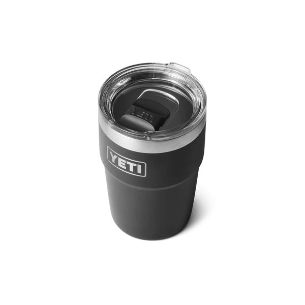 Black | YETI 16oz Rambler Stackable Cup Image Showing Top View.