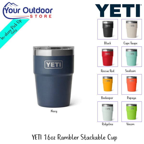 YETI 16oz Rambler Stackable Cup |  Hero Image Showing All Logos, Titles And Variants.