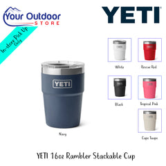 YETI 16oz Rambler Stackable Cup | Hero Image Showing All Logos, Titles And Variants.
