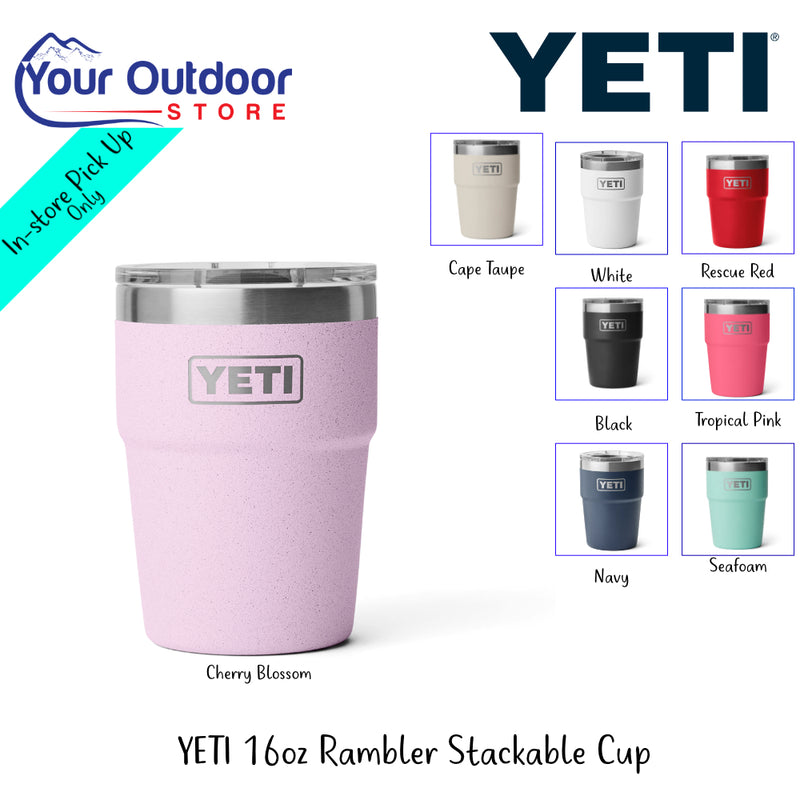 YETI 16oz Rambler Stackable Cup | Hero Image Showing All Logos, Titles And Variants.