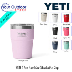 YETI 16oz Rambler Stackable Cup | Hero Image Showing All Logos, Titles And Variants.