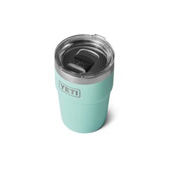 Seafoam | YETI 16oz Rambler Stackable Cup Image Showing Top View, Lid On.