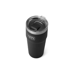 Black | YETI 20oz Rambler Stackable Cup Image Showing Top View, Lid On.