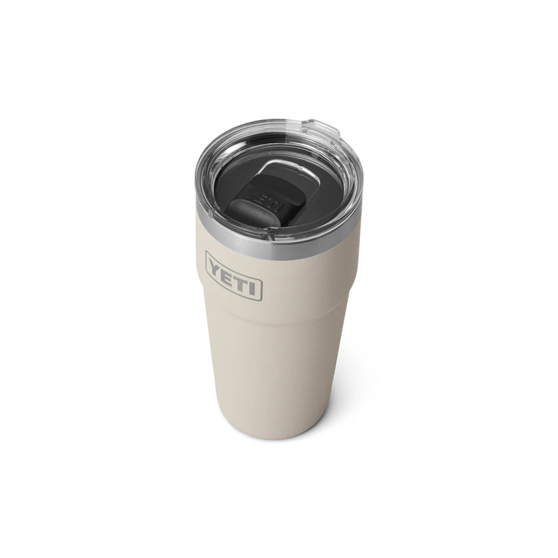 Cape Taupe | YETI 20oz Rambler Stackable Cup Image Showing Top View, Lid On.