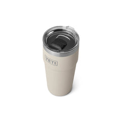Cape Taupe | YETI 20oz Rambler Stackable Cup Image Showing Top View, Lid On.