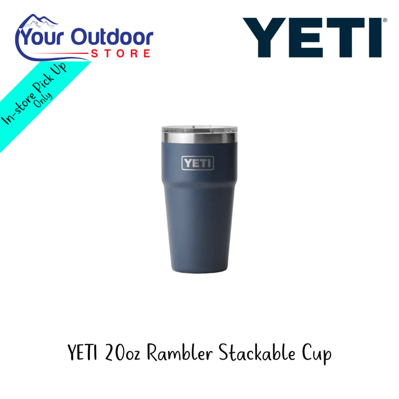 YETI 20oz Rambler Stackable Mug | Hero Image Showing All Logos And Titles.