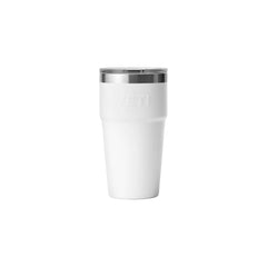 White | YETI 20oz Rambler Stackable Mug Image Showing Back View.