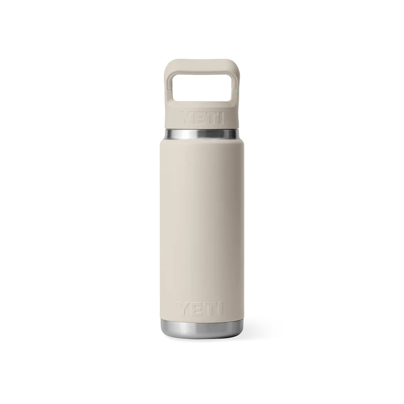 Cape Taupe | YETI Rambler 26oz Bottle With Straw Lid Image Showing Back View.