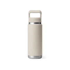 Cape Taupe | YETI Rambler 26oz Bottle With Straw Lid Image Showing Back View.