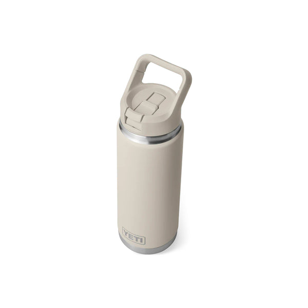 Cape Taupe |  YETI 26oz Bottle With Straw Lid Image Showing Top View, Sipper Down.