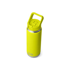 Firefly Yellow | YETI Rambler 26oz Bottle With Straw Lid Image Showing Top View With Straw Down.