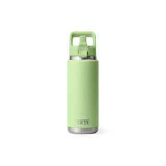 Key Lime | YETI Rambler 26oz Bottle With Straw Lid Image Showing Front View With Straw Up.