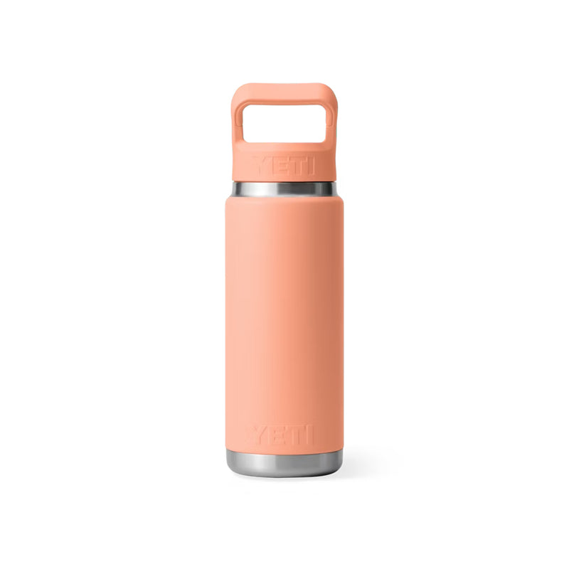 Lowcountry Peach | YETI Rambler 26oz Bottle With Straw Lid Image Showing Back View.