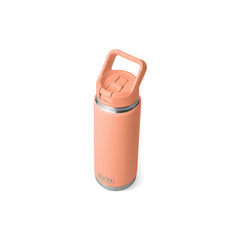 Lowcountry Peach | YETI Rambler 26oz Bottle With Straw Lid Image Showing Angled Top View Straw Down.